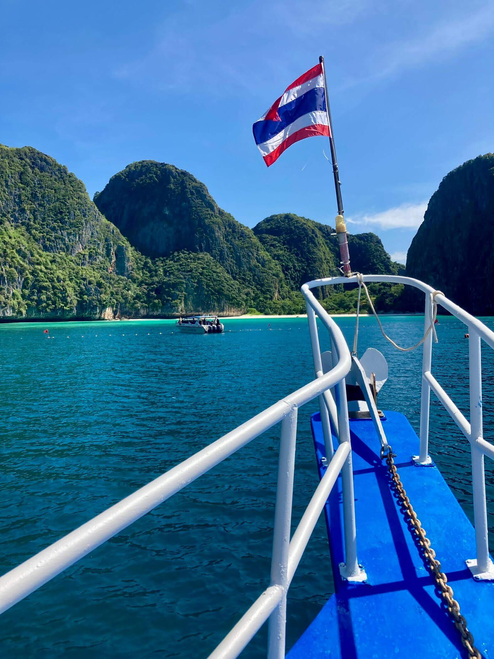 MV Matchanu available for a private charter, moored at Maya Bay