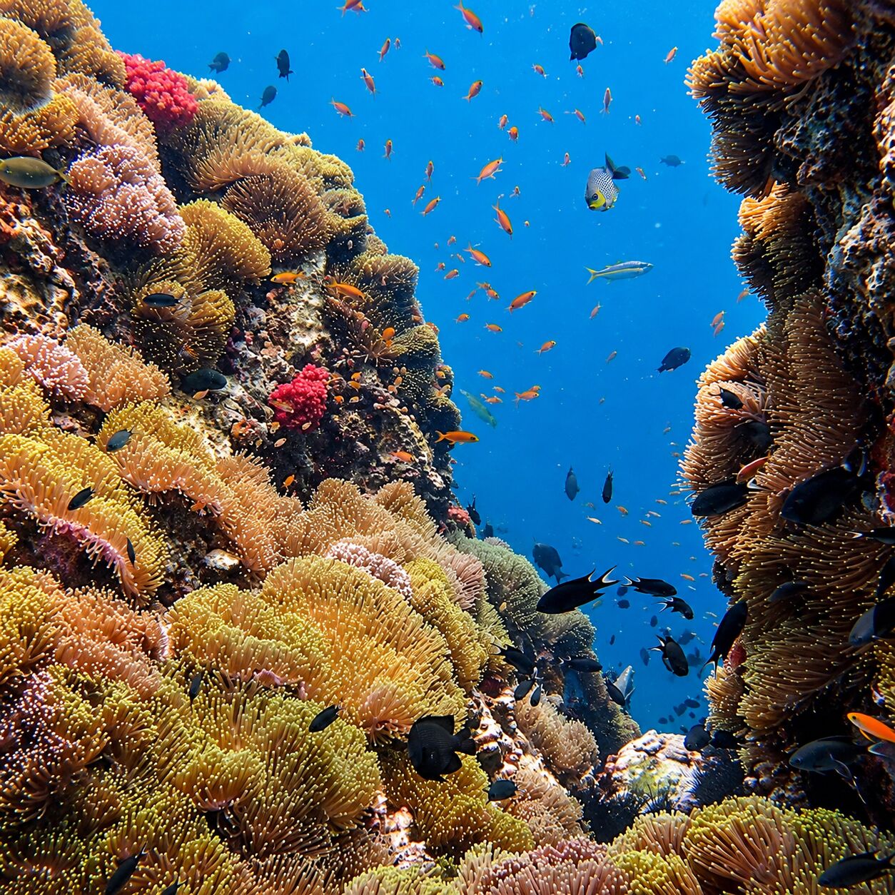 Slopes covered in anemones at Anemone Reef