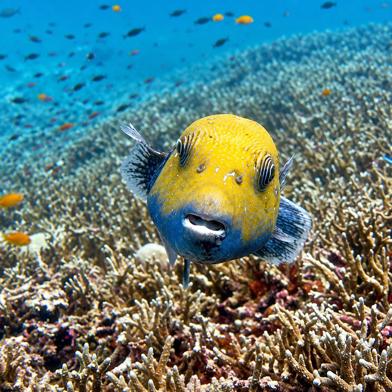 Yellow pufferfish at Marina Bay & Marina Rock, Racha Noi